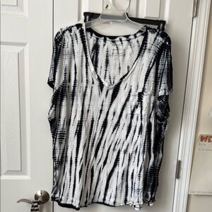 Torrid Black and White Striped Blouse